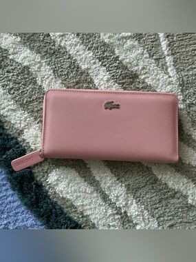 LACOSTE Pink Zip Around Wallet